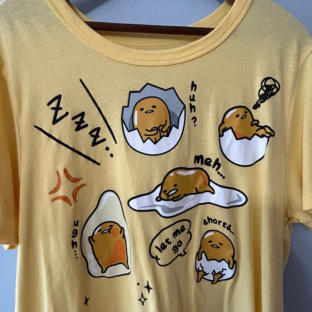Gudetama by Sanrio The Lazy Egg Yellow Graphic T-shirt Women Sz XXL - Picture 3 of 8
